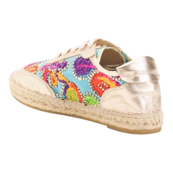 Woman's MAYPOL Handmade Floral Embroidered Espadrille Sneakers women's size VARs - Picture 2 of 2